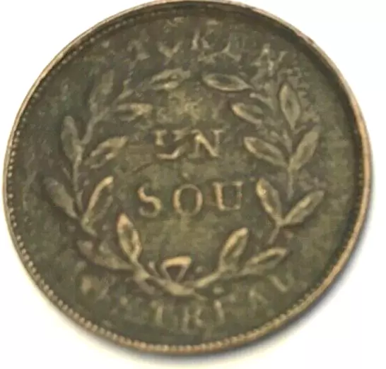 Mogi9 Lower  Canada Sou Bouquet Fine Half  Penny Token LC-27A1  ( YC25  )