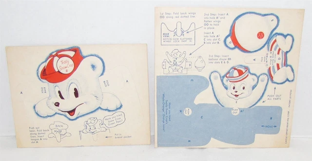 2 Teddy Snow Crop Cardboard Advertising Punch Outs
