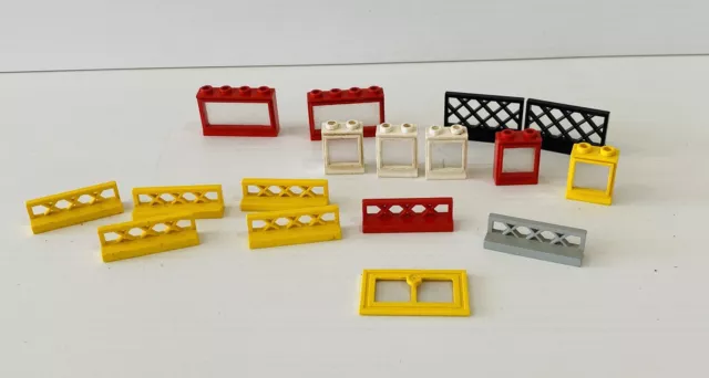 Vintage Lego Bundle Lot Windows Door Fences Red Yellow Black White Grey Pieces