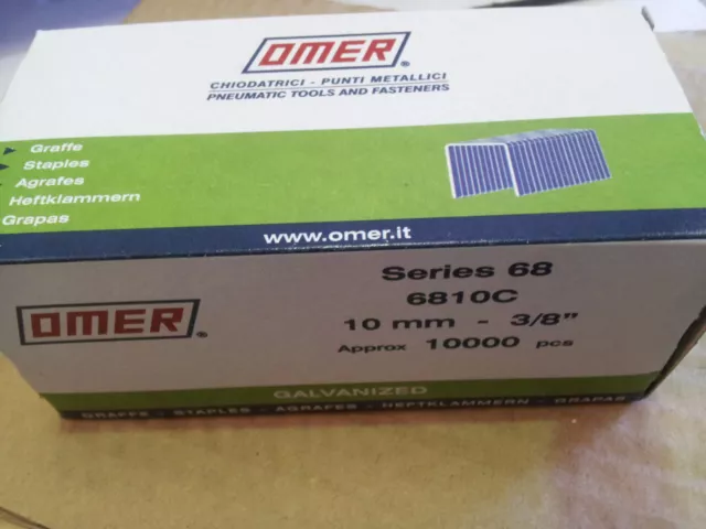 Omer 68 Series Staples, 23 Gauge, Galvanised, lengths 4mm - 14mm. Fit Omer 68.16