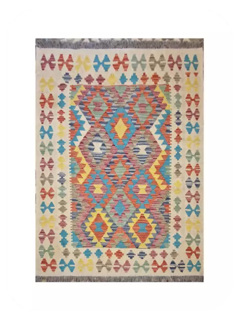 Tapis kilim en laine tissé à la main 173 x 127 cm