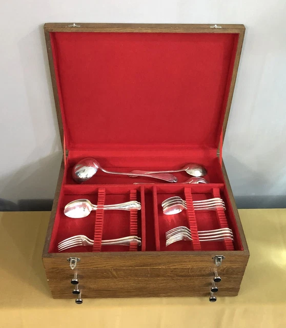 Coffret Ménagère En Bois COLLIN Paris – 54 Couverts – Ancien