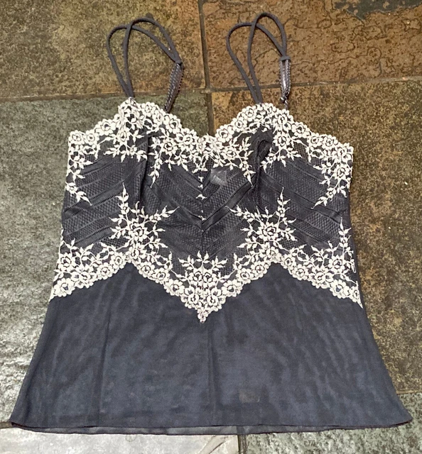 1022 Wacoal Med Gray & Ivory EMBRACE Lace Split Strap Cami #61191 Discontinued