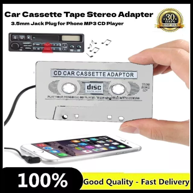 CAR AUDIO TAPE CASSETTE ADAPTER IPHONE IPOD MP3 CD RADIO NANO 3.5mm JACK AUX UK