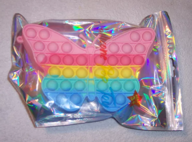 NEW Butterfly Silicone Child's Pop It Fidget Purse Bag &Strap NIP