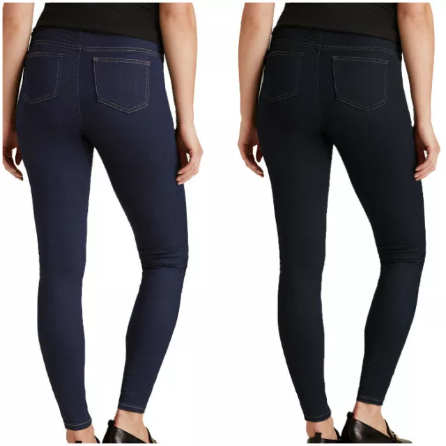 Ladies Womens Stretchy Denim Look Skinny Jeggings Leggings Plus Size