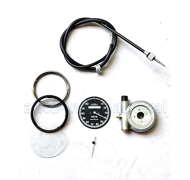 Compteur De Vitesse Smiths Réplica Noir 100mm - 180 MPH - Filetage M18x1.5 - Neuf
