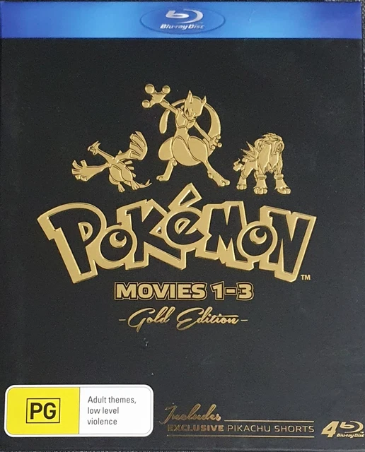 RARE POKEMON MOVIES 1-3 Gold Edition Box Set Blu-Ray Discs