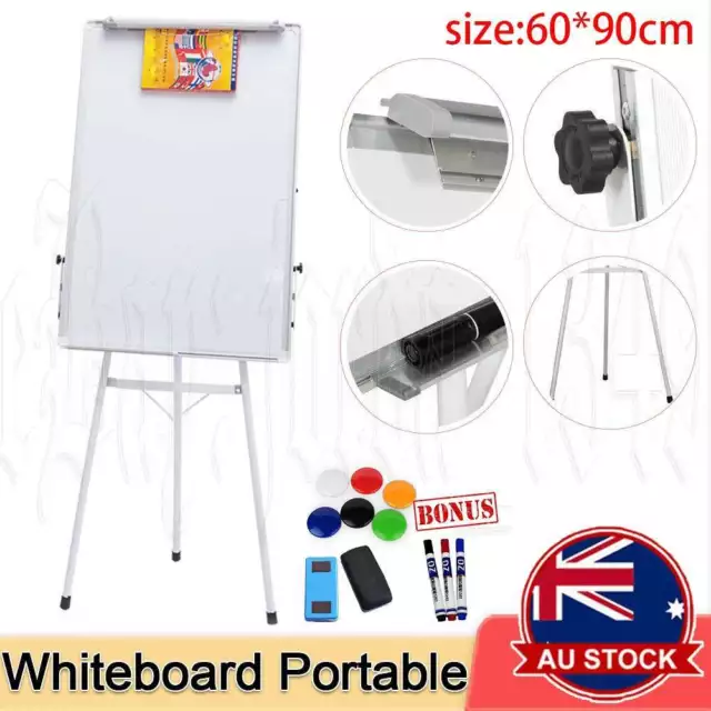 60*90cm Magnetic Easel Whiteboard+Adjustable Stand Magnet Eraser Pen Telescopic