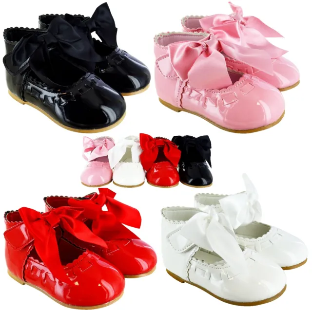 New Baby Kids Toodler Girls Infants Spanish Wedding Party Bow Patent Shoes Size
