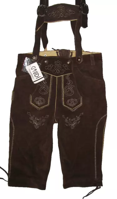 " Gaudi " Men's Costume Traditional Kniebund- Leather Pants IN Brown Approx.