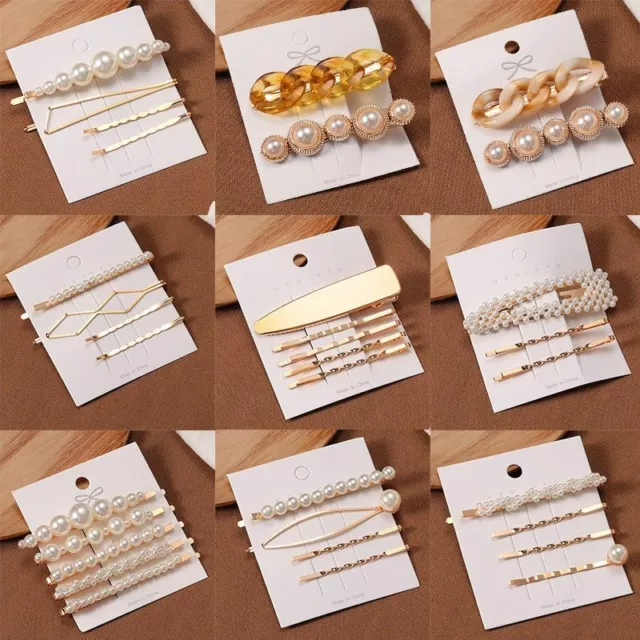 Korean Pearls Hairclips Geometric Metal Barrettes Women's Hairpins Hairpin Clips