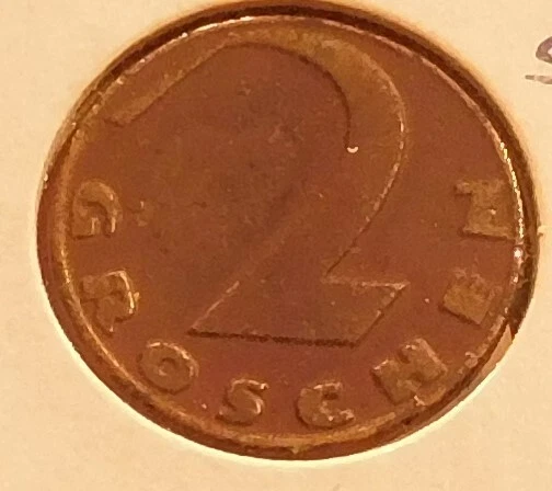 Austria 1926 2 Groschen Coin - Preview of the Swastika? KM # 2837 2