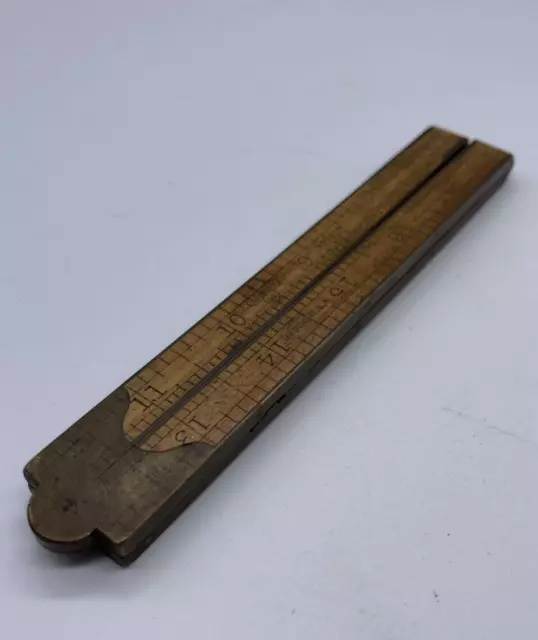 Vintage STANLEY No. 54 Boxwood & Brass Bound Folding Rule - Sweetheart TM