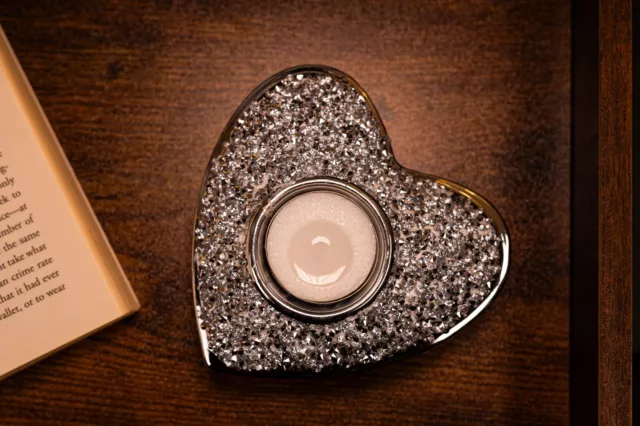 Tealight Candle Holder Heart Crushed Diamond Home Decor Wedding Gift Votive