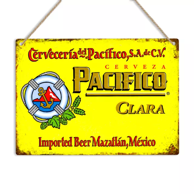 Insegna da parete in metallo birra Pacifico vintage retrò placca bar pub uomo grotta Messico Lager