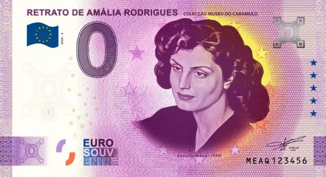 Billet Touristique Souvenir ZERO 0 euro PORTUGAL 2020 AMALIA RODRIGUES