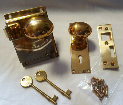 Vtg Sargent & Co. Brass Door Knob Deadbolt With Hardware And Two Skeleton Keys