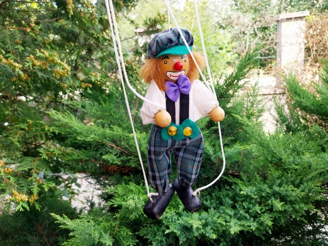Vintage String Puppet Clown, Puppet Doll, Marionette Clown Doll, String Puppet