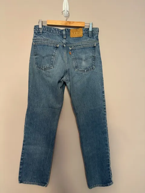 Vintage Retro Levis 519 Blue Denim Mens Jeans Made in USA Orange Tab W33 L32