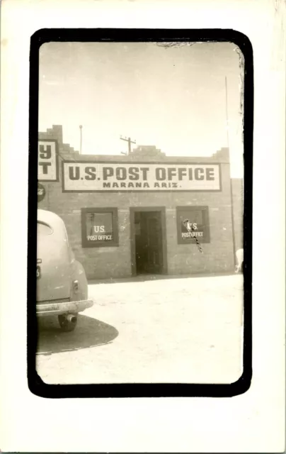 Vtg Postcard 1940s RPPC US Post Office Building - Marana AZ Arizona Unused
