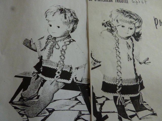 Patron De Couture Vintage Modes & Travaux - Poupées Marie Françoise Et Michel - Juin 1970