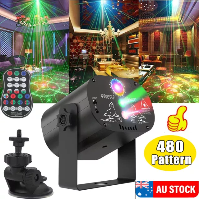 480 Pattern Uv Strobe Laser Stage Lights Rgb Led Club Party Dj Ktv Disco Light  Projecteur avec Remote Usb Powered