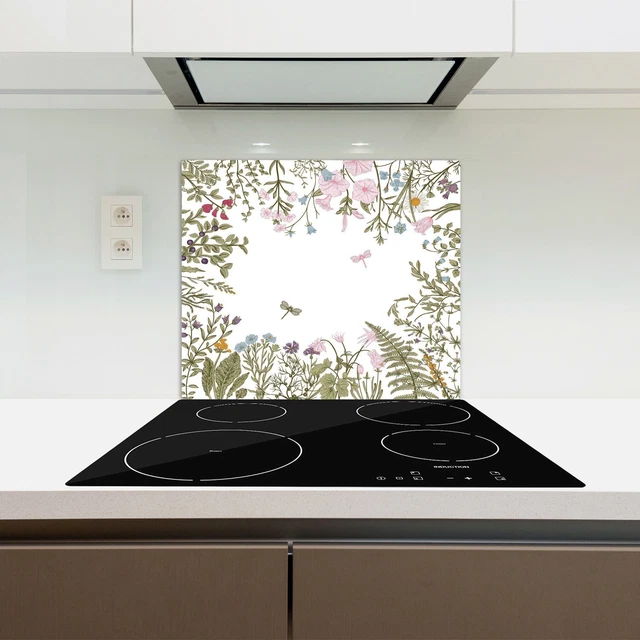 Tagliere In Vetro Temperato 30x52 Cm - Con Stampa Floreale, Resistente Al Calore, Per Cucina E Cottura