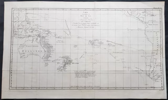 1774 Captain James Cook Large Antique Map of Australia & South Seas 1765-71