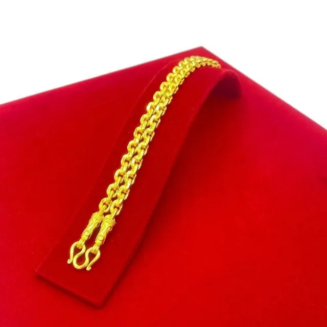 G16 Thai Gold 24k Solid Necklace Yellow Chain Pendant 5 Baht Weight Square Block