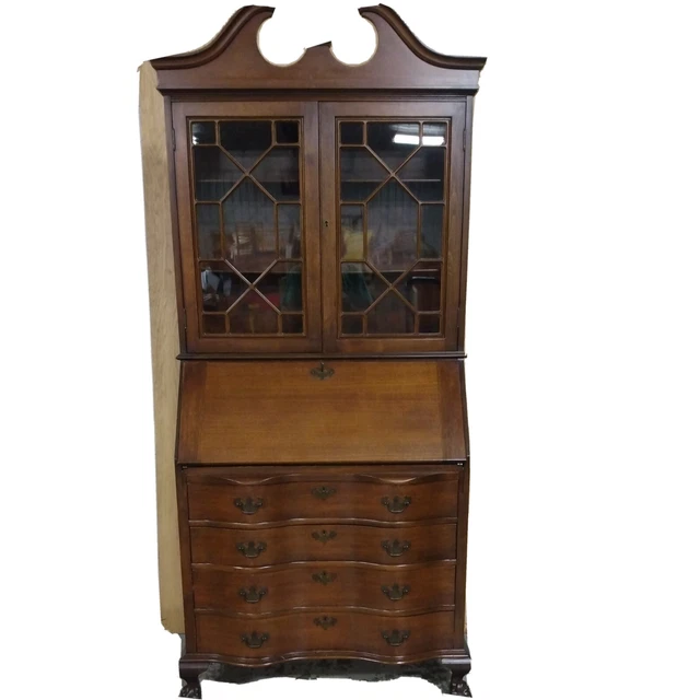 ANTIQUE MADDOX WALNUT Secretary Desk w/Key & Working Locks