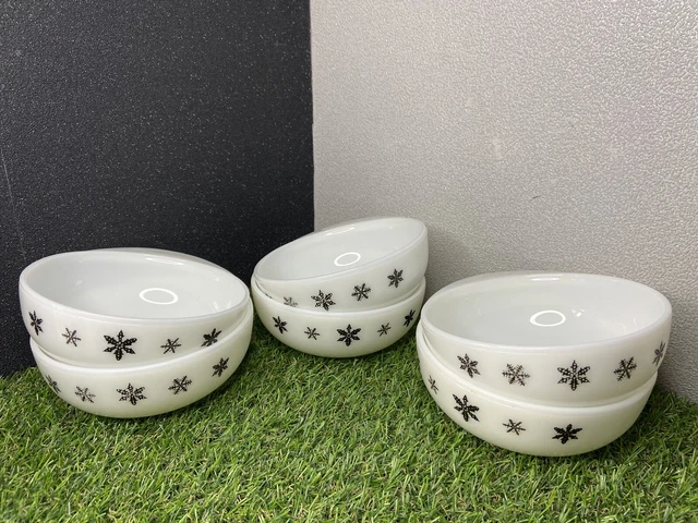 Ciotole Design Fiocco Di Neve Jaj Pyrex Gaiety X 6 Zuppa Da Dessert Cereali Vintage
