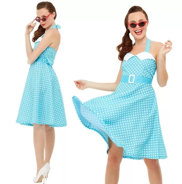 Ladies 1950s Fancy Dress Pin Up Girl Costume 50s Rock n Roll Outfit by Smiffys