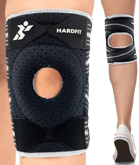 COZLOW Ginocchiera per sollievo da artrite e menisco lacerato (media, 41-46 cm), 2 maniche di compressione per ginocchio nere con imbottitura per rotula, supporto traspirante per sport e corsa