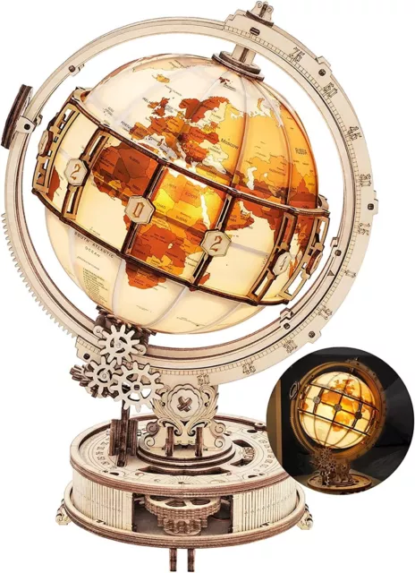 ROKR 3D Wooden Puzzle LED Globe Night DIY Laser Cut Kit Assembly Model Xmas Gift