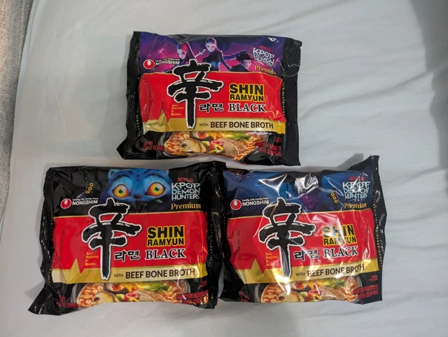 Shin Ramyun Bone 3 PACK KPOP Demon Hunters PREMIUM Shin Ramyun Black w Beef Bone Broth £ ...