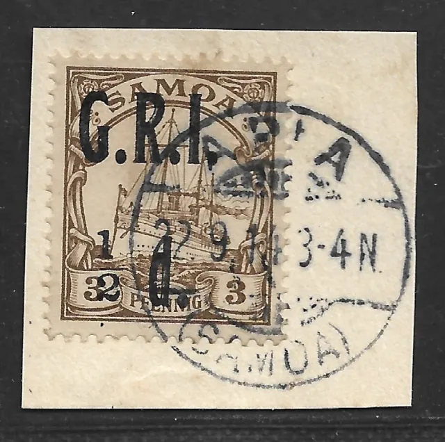 Samoa Brit. Besetzung Minr.  1  ° Apia 22.9.14 Luxus Briefstück