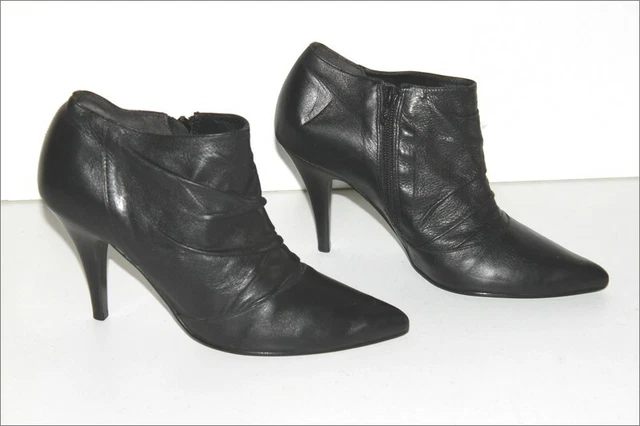 Bottines noires en daim Minelli – talons hauts élégants, lacets & plateforme – T36 - Chaussures