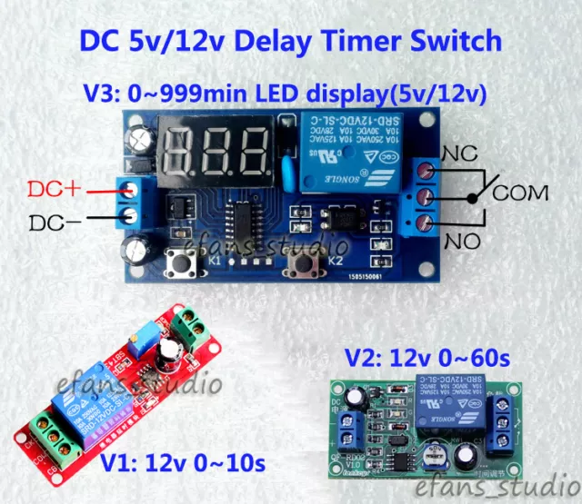 DC5V 12V Adjustable NE555 Delay Timer Time Relay Switch Relay Module LED Display