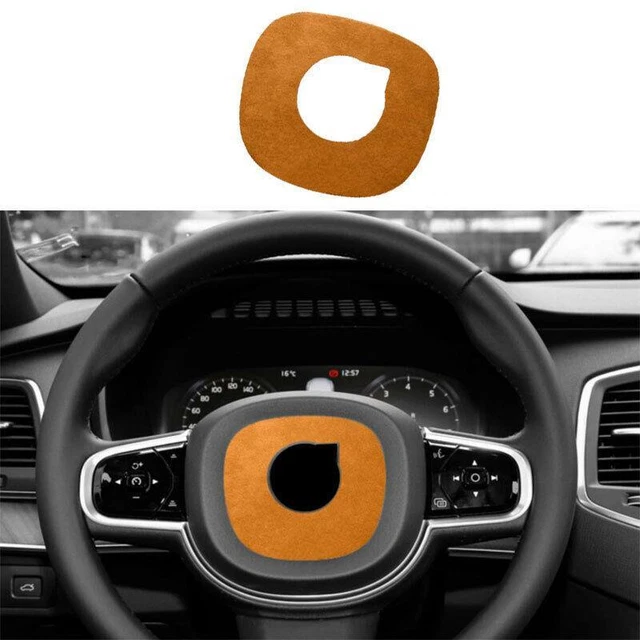 Orange Suede Steering Wheel Sticker Cover Trim For Volvo V60 2020 2021-2023 1PCS