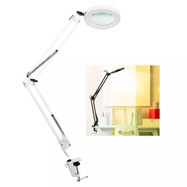 Lampe loupe LED Lampe de table à bras oscillant avec pince pour travaux de