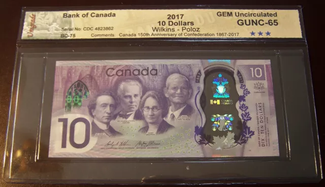CANADA 2017 $10 POLYMER NOTE BC-75  150th ANNIVERSARY OF CANADA  #2390