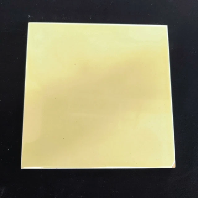 1940 VintagePastel Lemon Yellow Architecture Furniture Tile Saji Trademark Japan 3