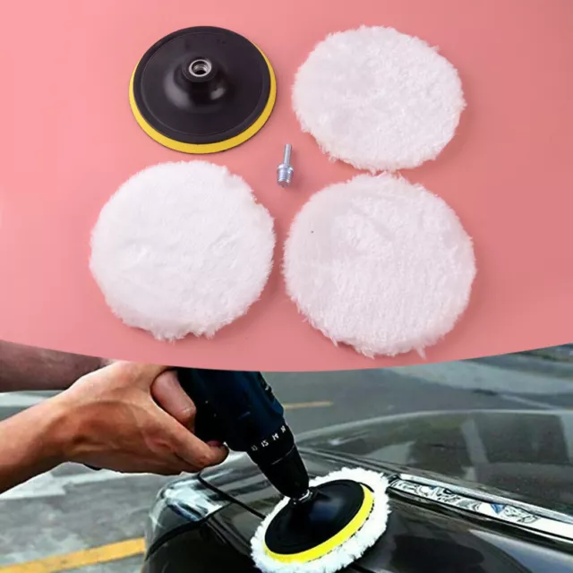 5" Car Polishing Pads Buffing Wool Wheel Mop Kit Bonnet Buffer Pad Polisher New