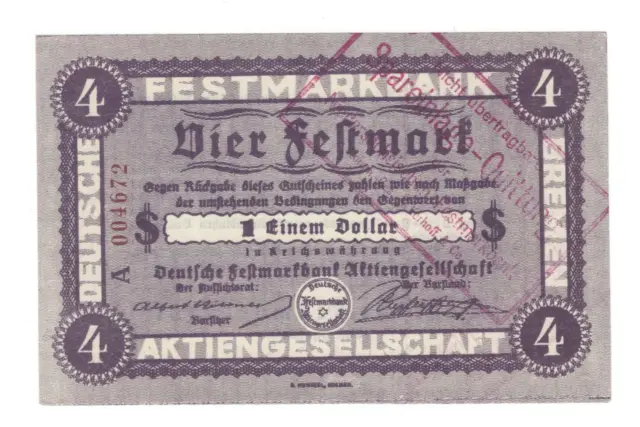 Bremen - Festmarkbank - 4 Festmark  - Oktober 1923 - Müller 545.9b #20892