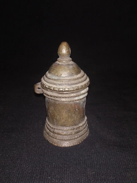 Antique Indian Islamic Brass Piller Shape Betel Lime Bottle Collectible Decor #8