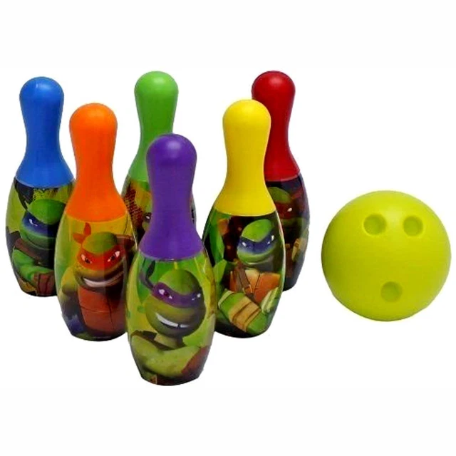 Teenage Mutant Ninja Turtles TMNT Bowling Set, 6 Pins & Ball Gift Playset Toy 2+