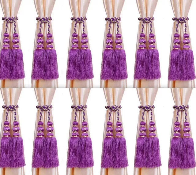 Beautiful Polyester Curtain Tassels Tiebacks Purple for home decor set of 12 Pcs 2
