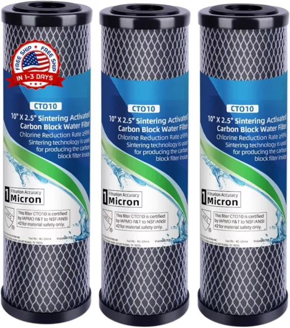 Cartucho De filtro De Agua De Bloque De Carbono Activado 10" Universal Reemplazo