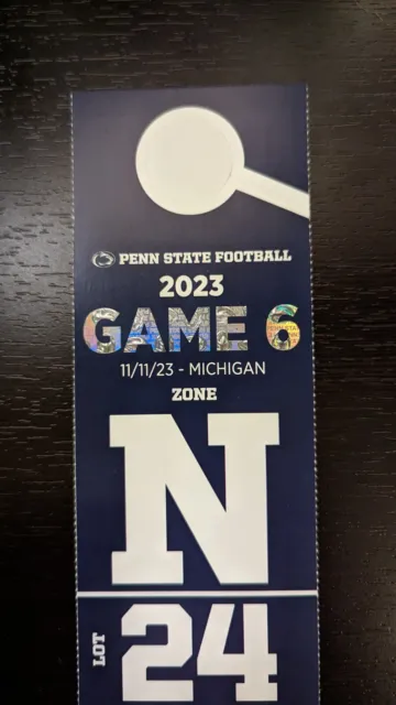 Penn State v. Michigan 2023 Parking Pass - Zone N / Lot 24 - 11/11/2023
